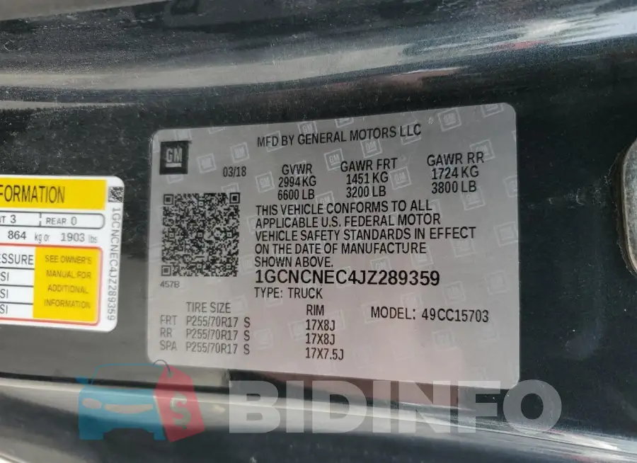 1GCNCNEC4JZ289359 Photo# 12