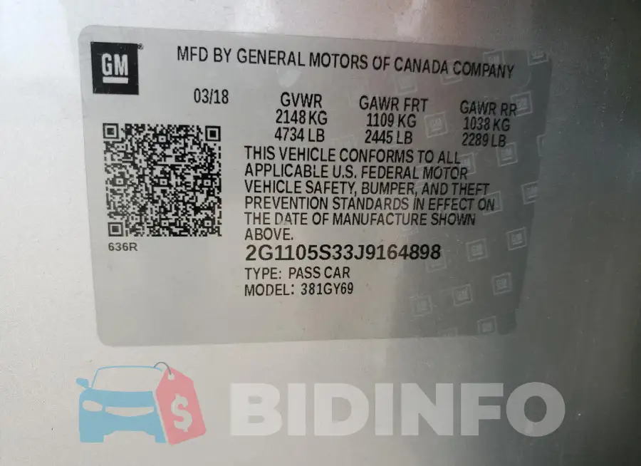 2G1105S33J9164898 Photo# 12