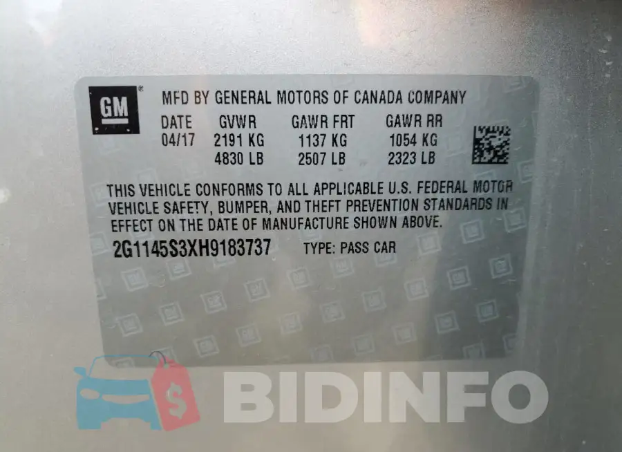 2G1145S3XH9183737 Photo# 12