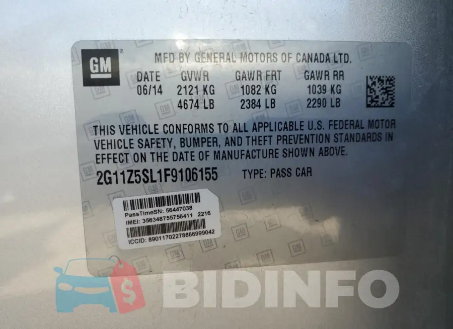 2G11Z5SL1F9106155 Photo# 12