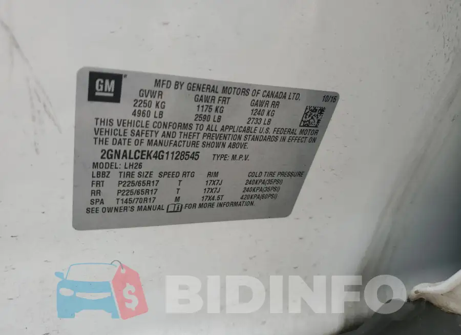 2GNALCEK4G1128545 Photo# 13