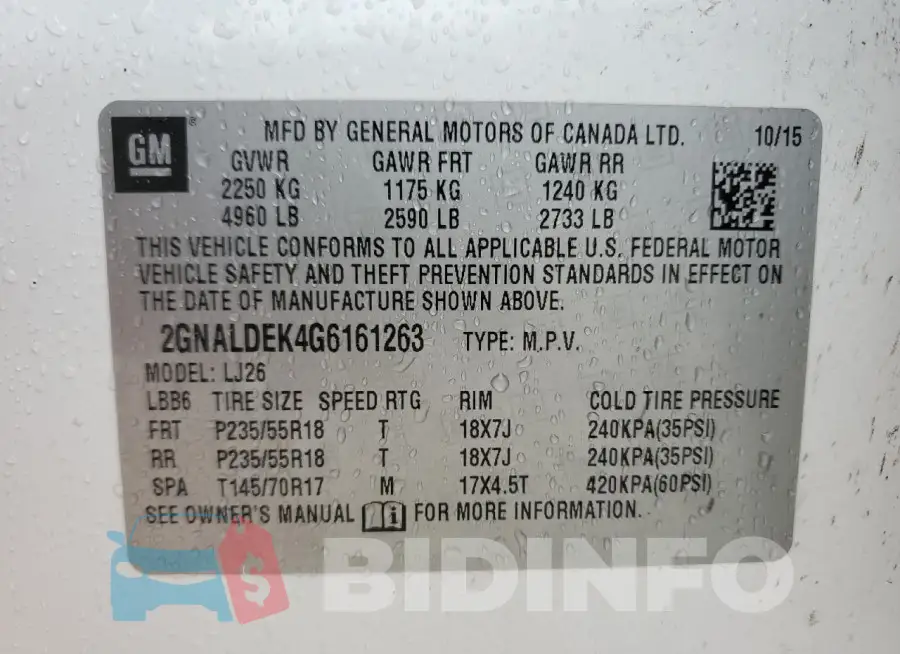 2GNALDEK4G6161263 Photo# 13