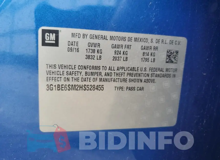 3G1BE6SM2HS528455 Photo# 12