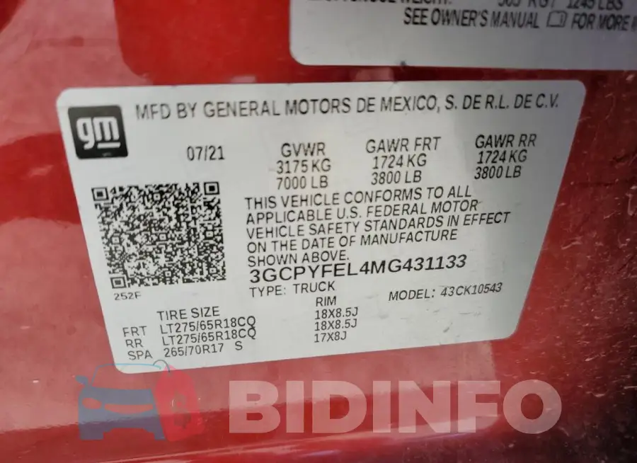 3GCPYFEL4MG431133 Photo# 12