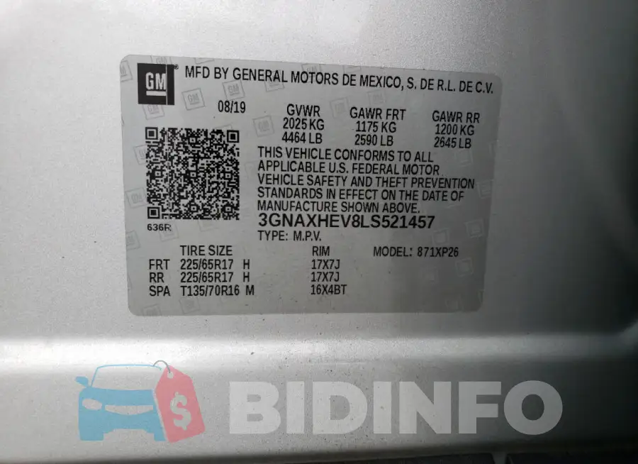 3GNAXHEV8LS521457 Photo# 12