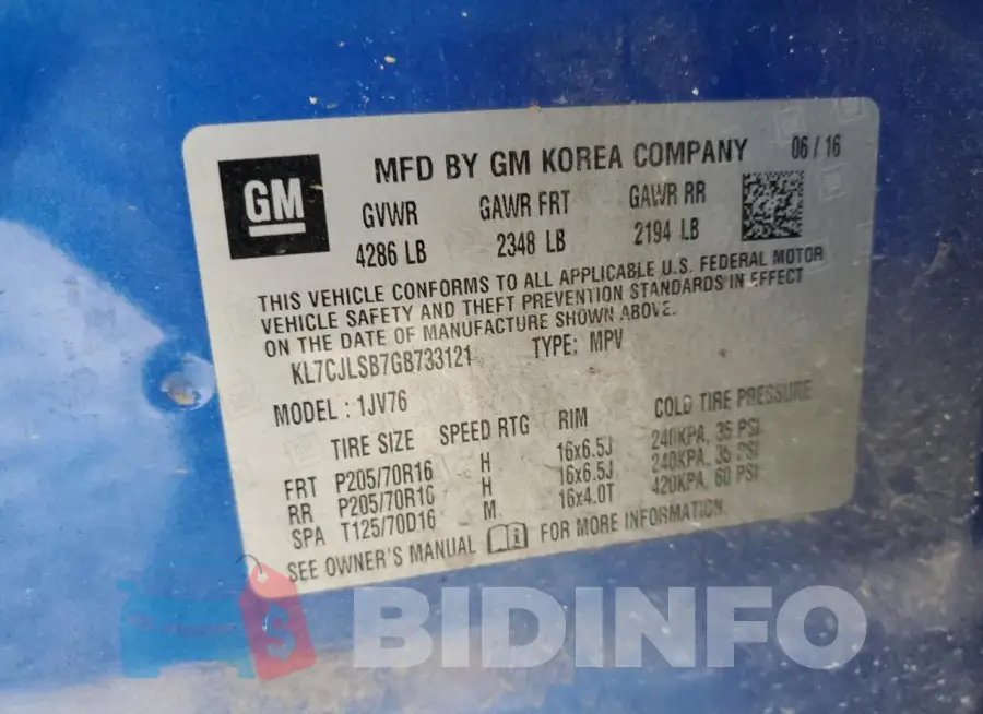 KL7CJLSB7GB733121 Photo# 12