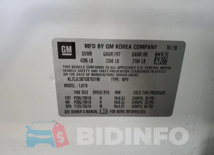 KL7CJLSB7GB762196 Photo# 12