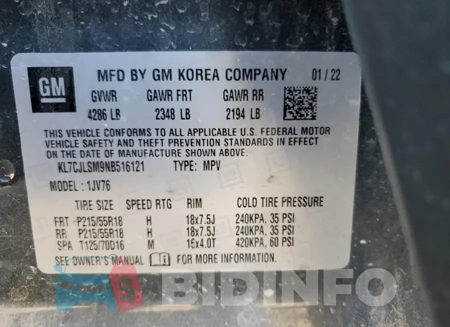 KL7CJLSM9NB516121 Photo# 13
