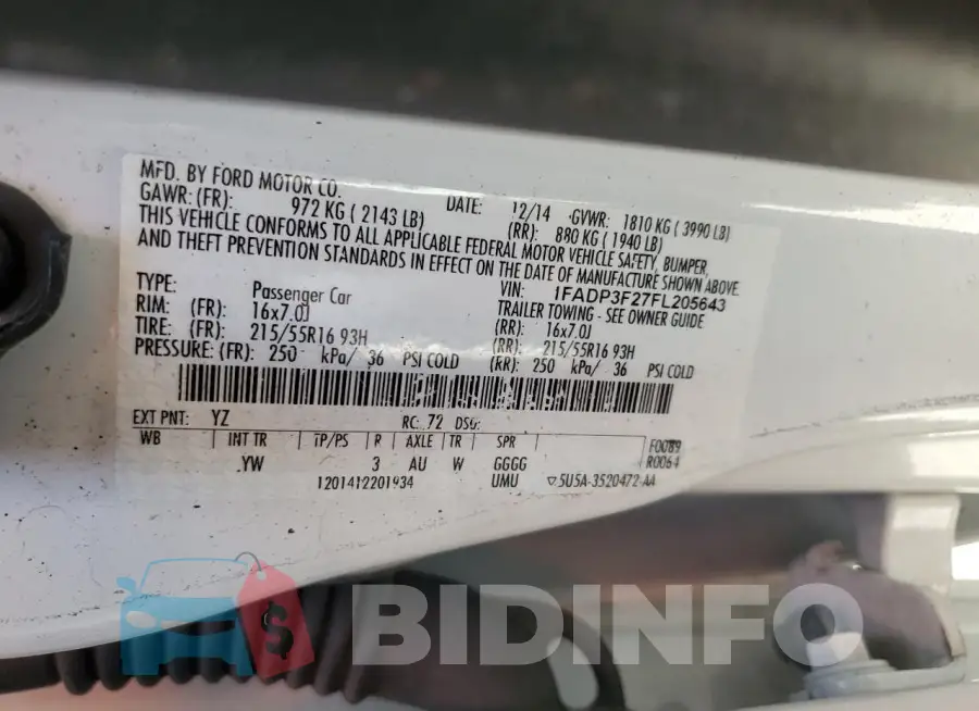 1FADP3F27FL205643 Photo# 12