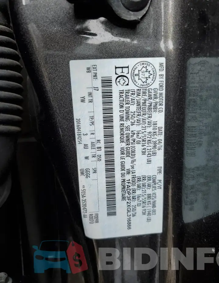 1FADP3F2XGL316866 Photo# 12