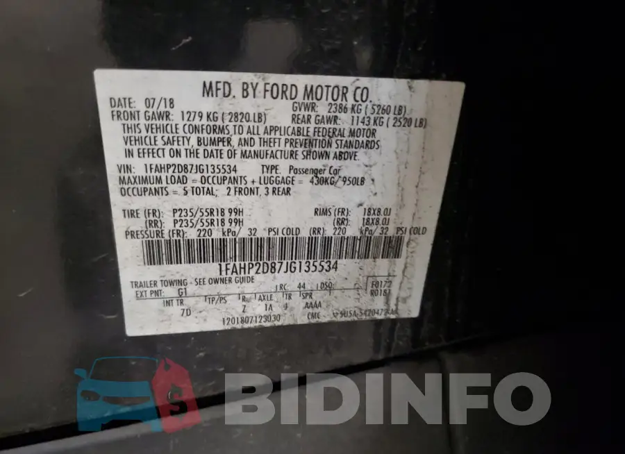 1FAHP2D87JG135534 Photo# 13