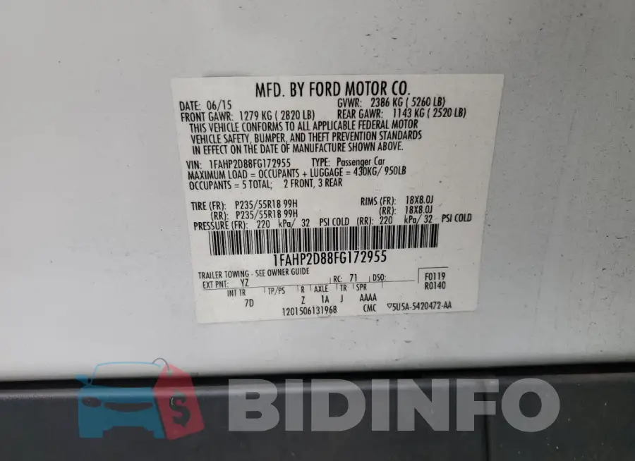 1FAHP2D88FG172955 Photo# 12