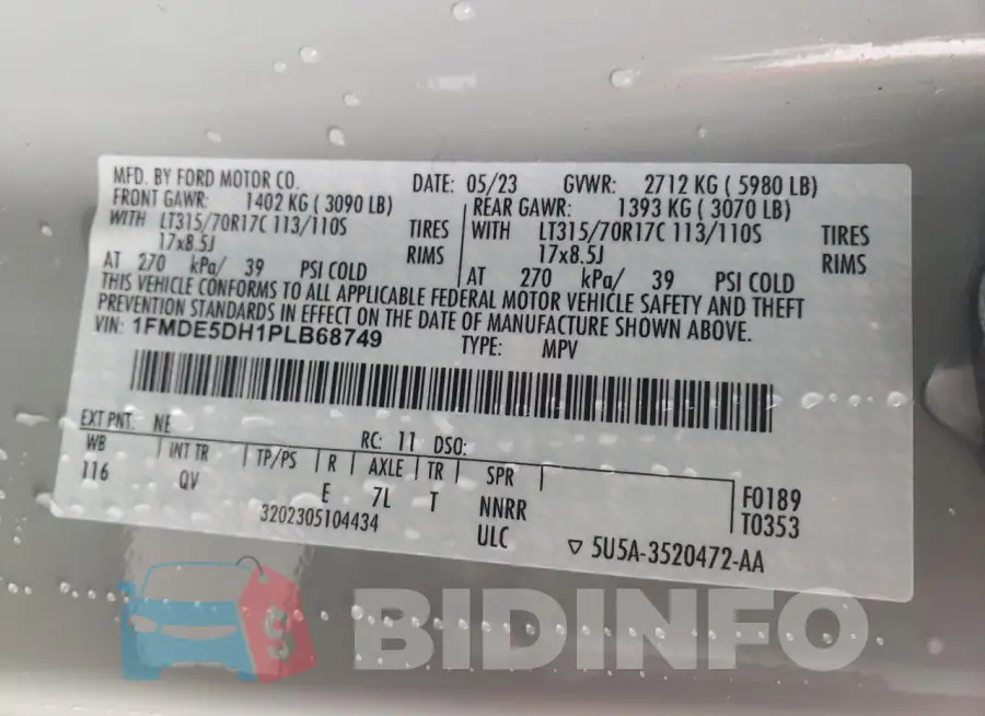 1FMDE5DH1PLB68749 Photo# 13