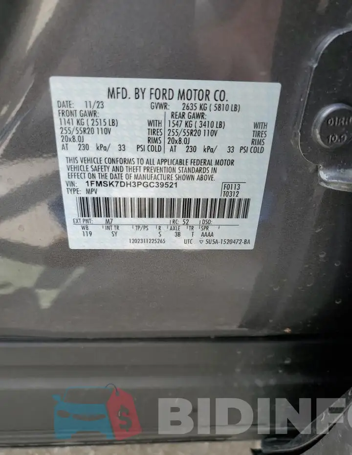 1FMSK7DH3PGC39521 Photo# 14