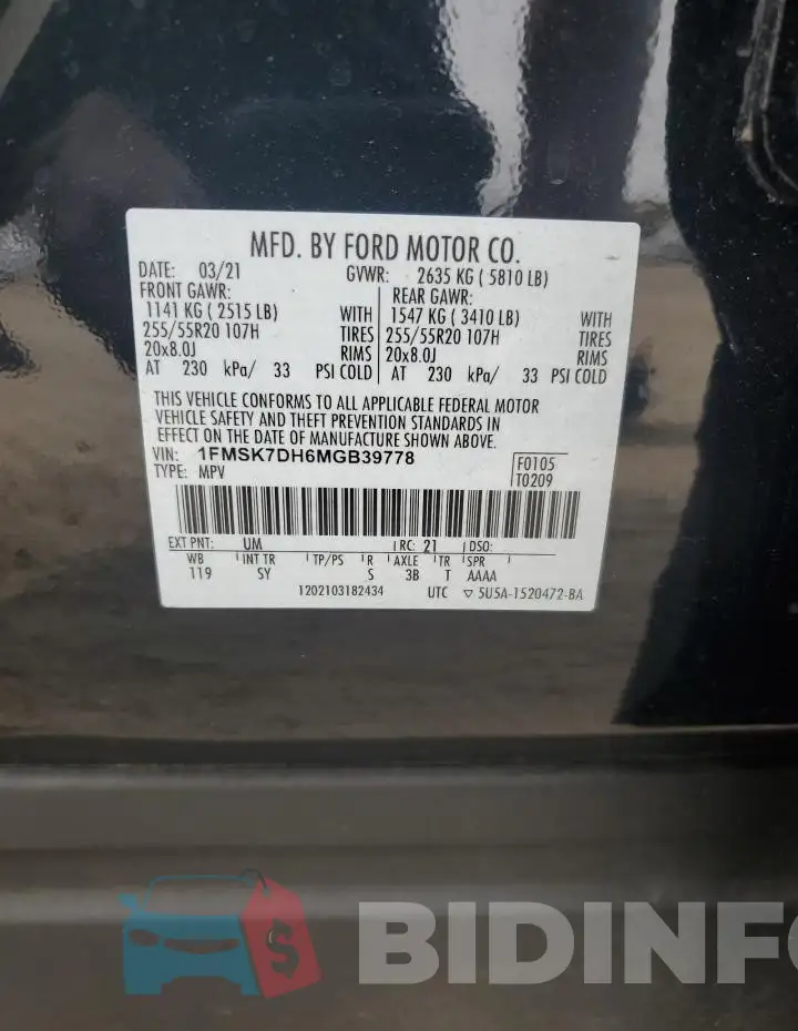 1FMSK7DH6MGB39778 Photo# 14