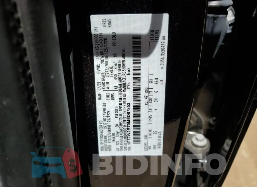 1FT7W2BT0MED87853 Photo# 13