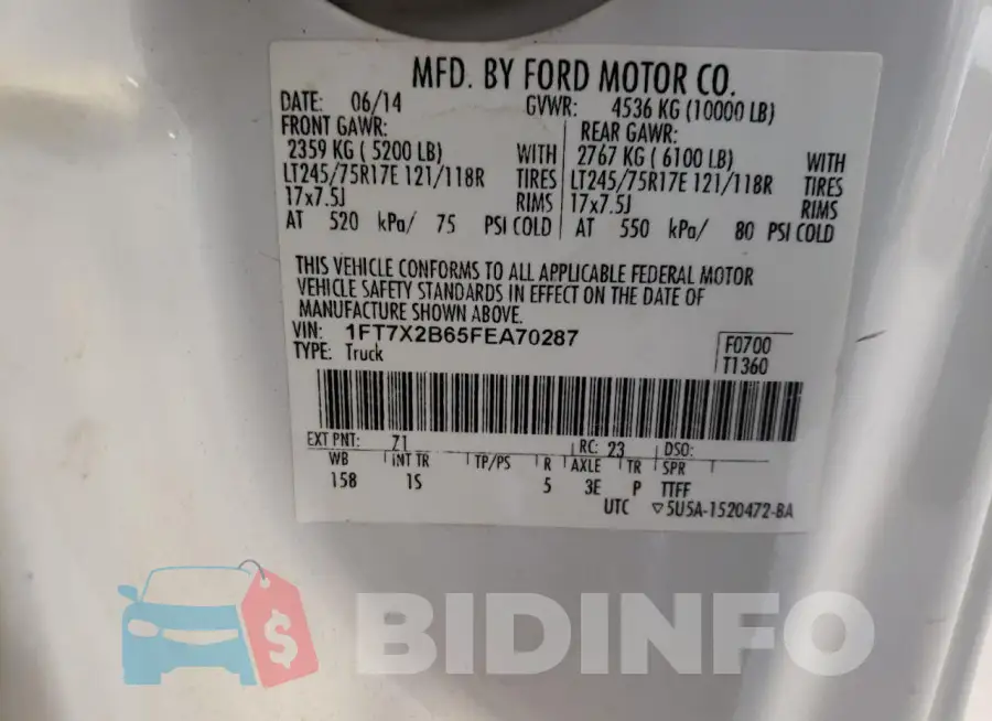 1FT7X2B65FEA70287 Photo# 12