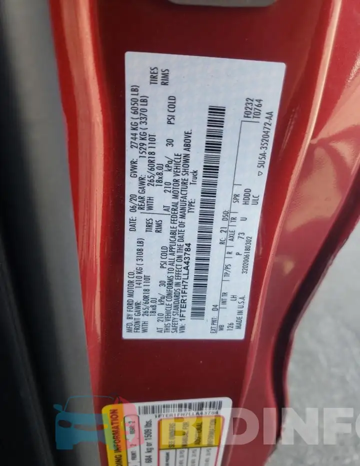 1FTER1FH7LLA43784 Photo# 12