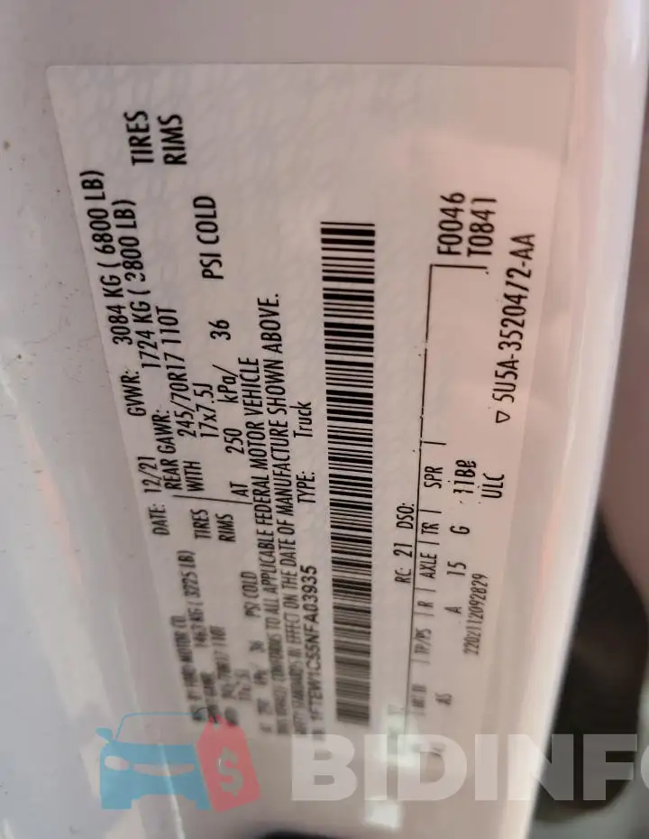 1FTEW1C55NFA03935 Photo# 12