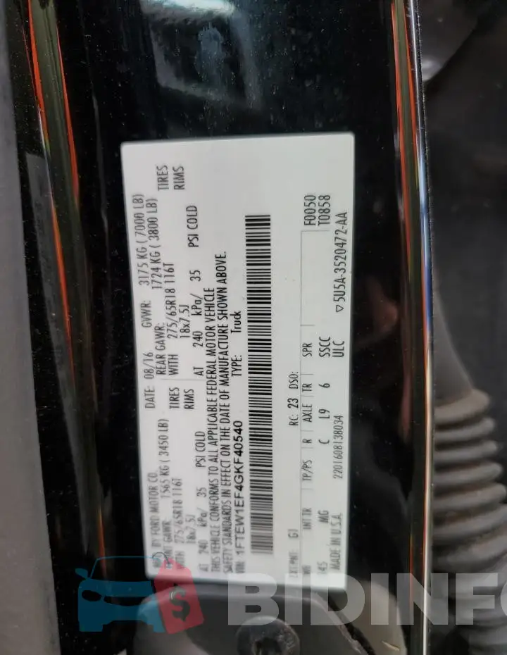 1FTEW1EF4GKF40540 Photo# 12