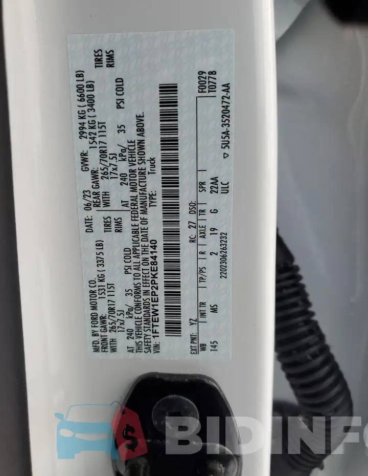 1FTEW1EP2PKE84140 Photo# 12