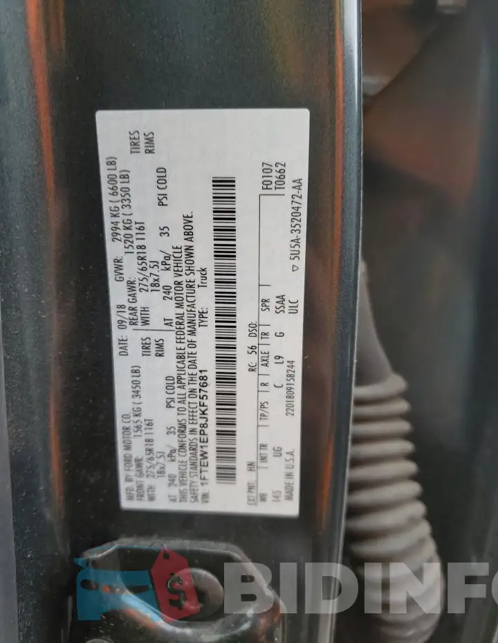 1FTEW1EP8JKF57681 Photo# 12