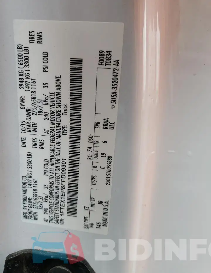 1FTEX1EP8FFD09301 Photo# 12