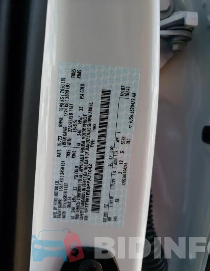 1FTFW1E80PFA71042 Photo# 12