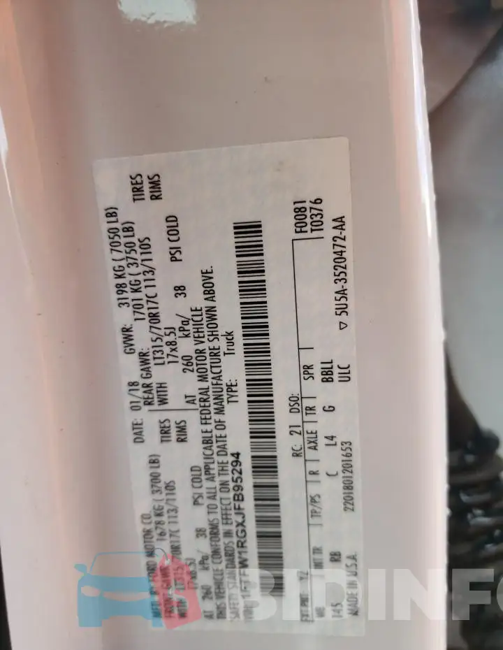 1FTFW1RGXJFB95294 Photo# 13