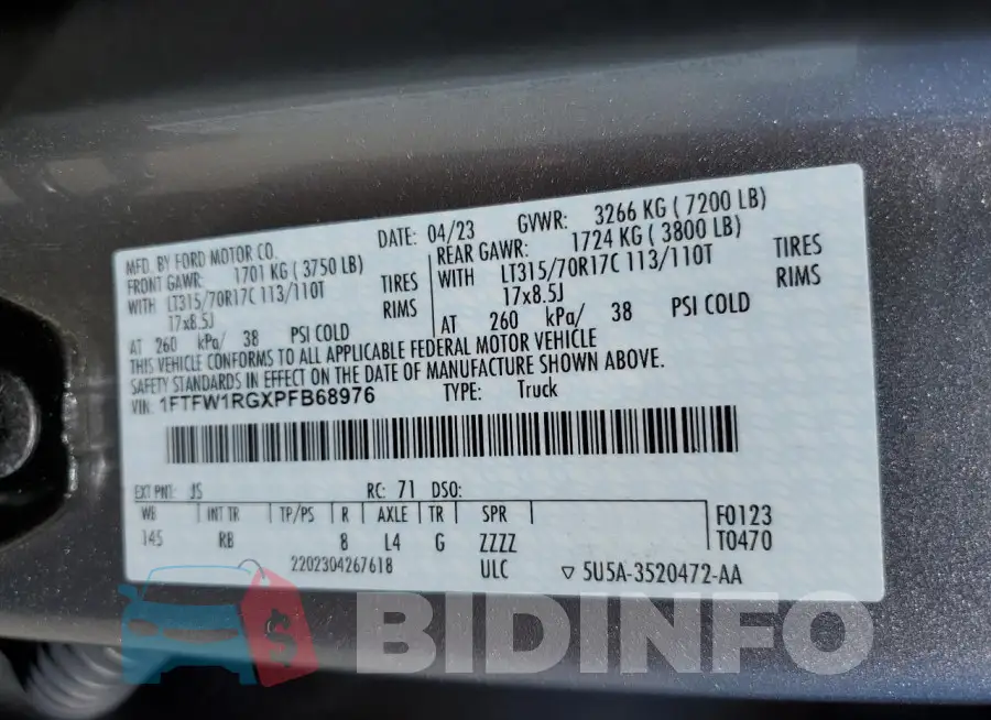 1FTFW1RGXPFB68976 Photo# 12