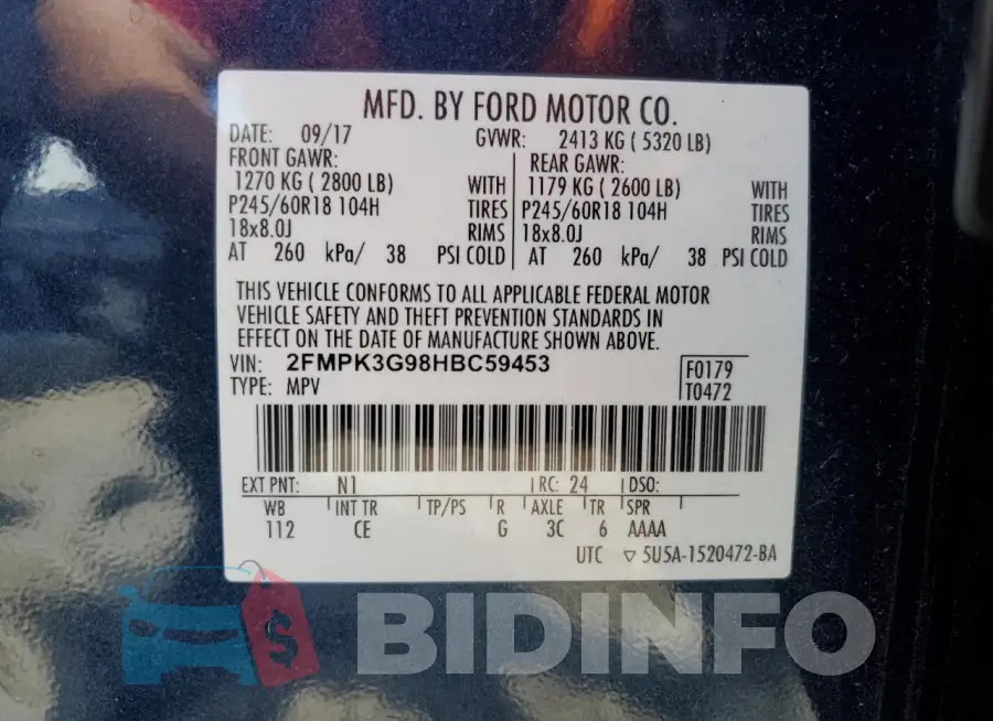 2FMPK3G98HBC59453 Photo# 13