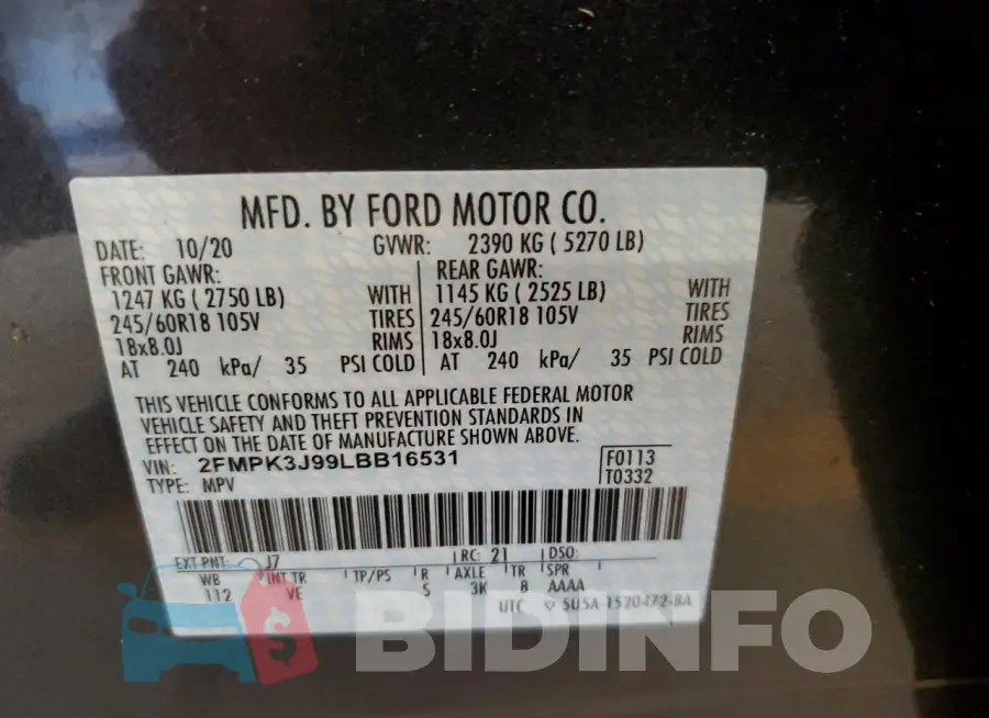 2FMPK3J99LBB16531 Photo# 12