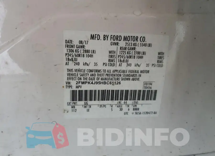 2FMPK4J95HBC61126 Photo# 14