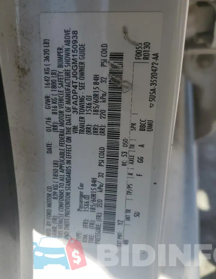 3FADP4TJ0GM150938 Photo# 12