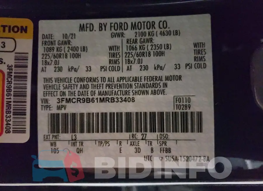 3FMCR9B61MRB33408 Photo# 12