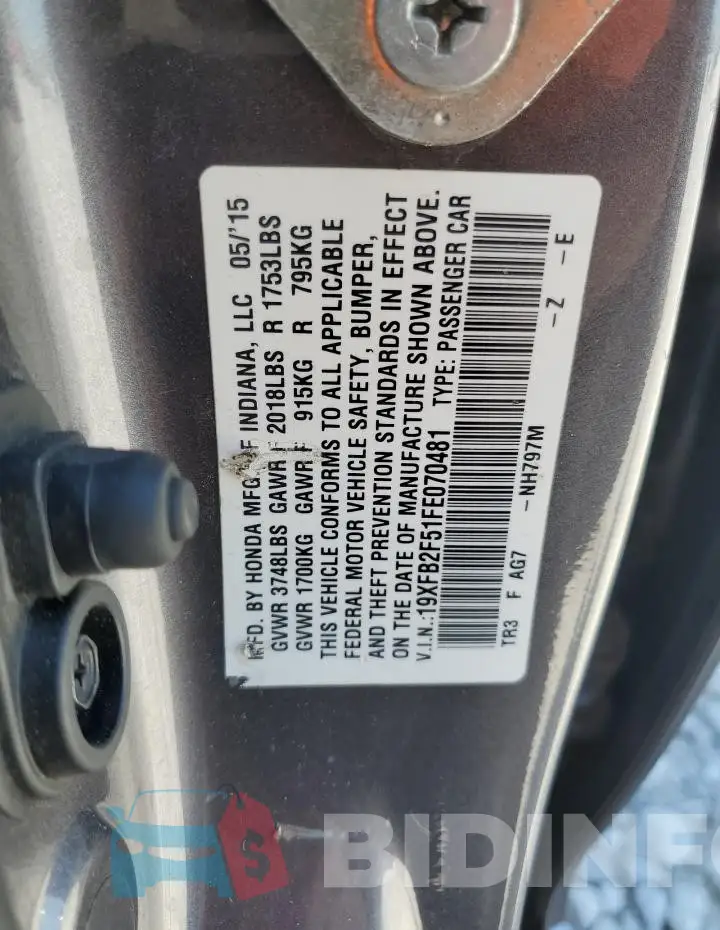 19XFB2F51FE070481 Photo# 12