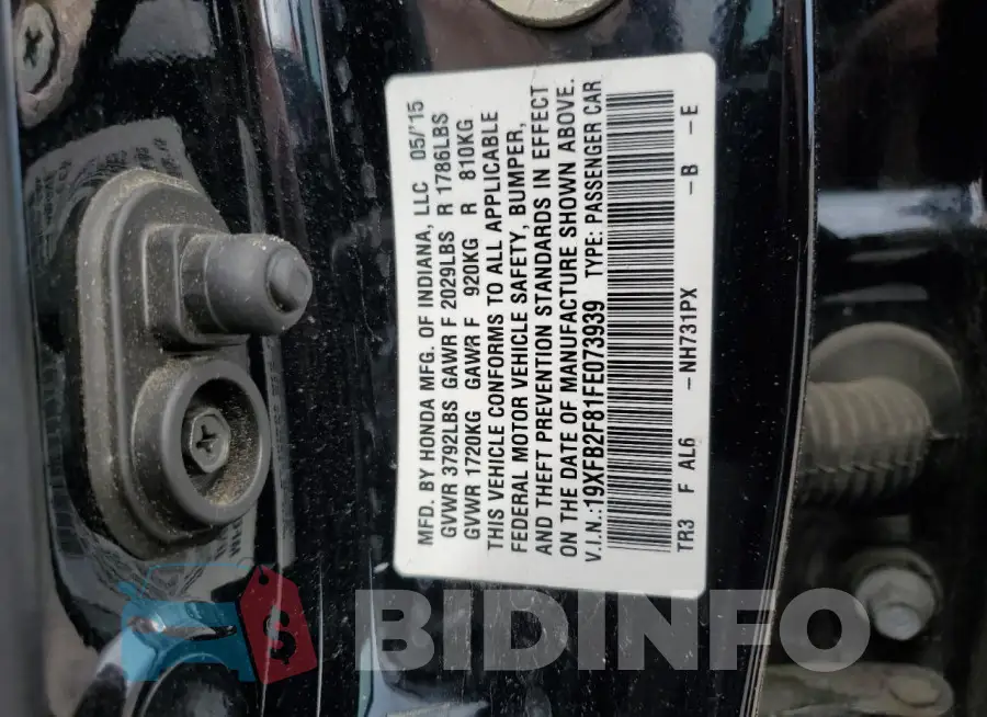 19XFB2F81FE073939 Photo# 12