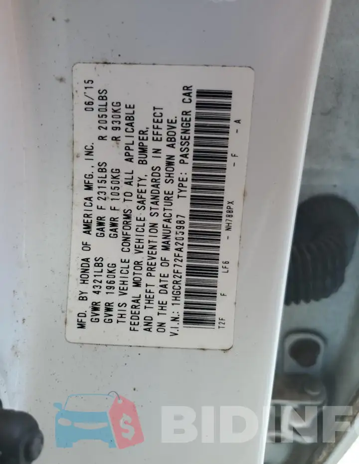 1HGCR2F72FA205987 Photo# 12