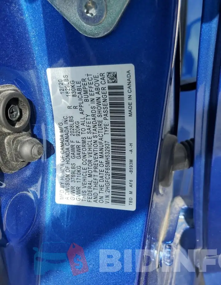 2HGFC2F65MH532937 Photo# 12