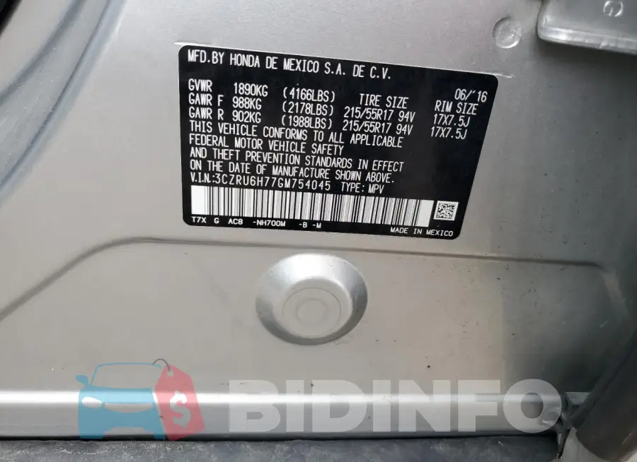 3CZRU6H77GM754045 Photo# 12