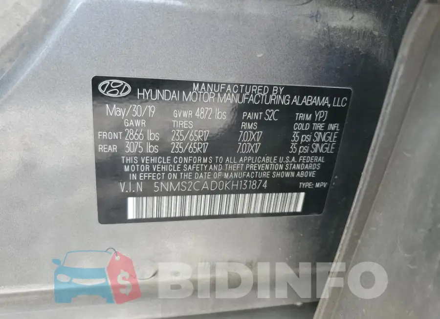 5NMS2CAD0KH131874 Photo# 14