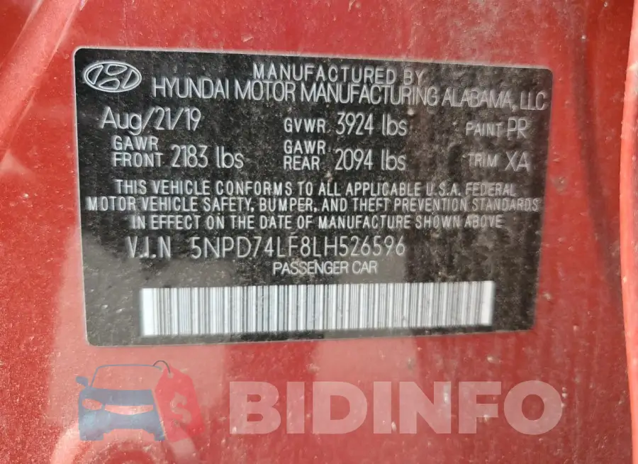 5NPD74LF8LH526596 Photo# 12