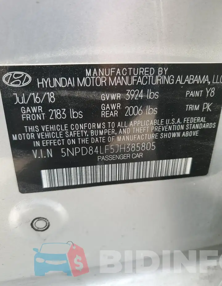 5NPD84LF5JH385805 Photo# 12