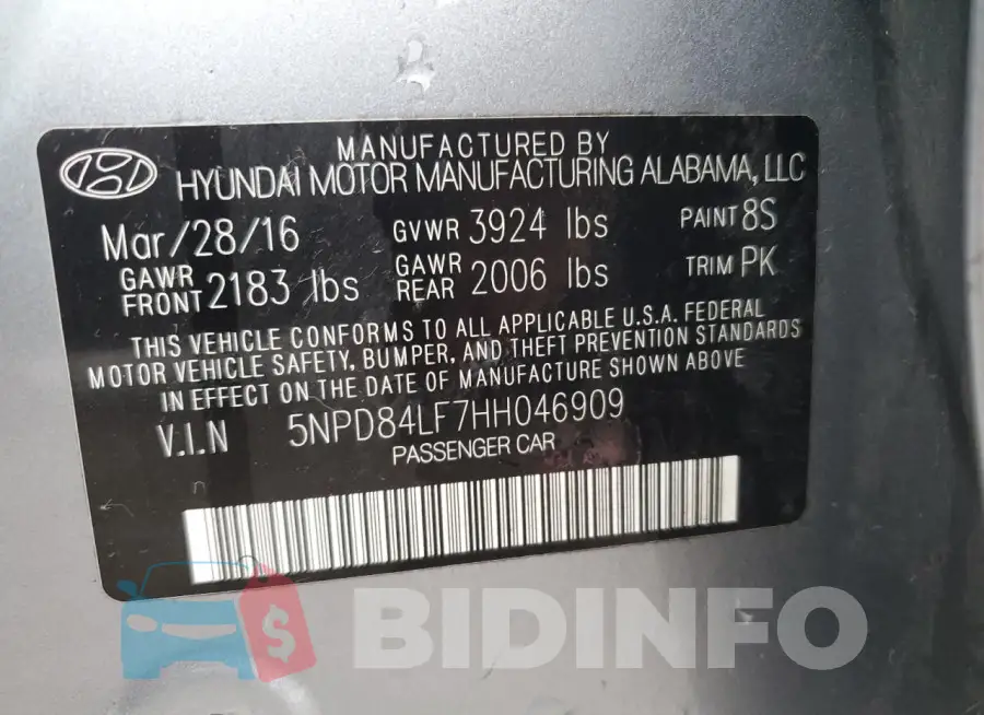 5NPD84LF7HH046909 Photo# 12