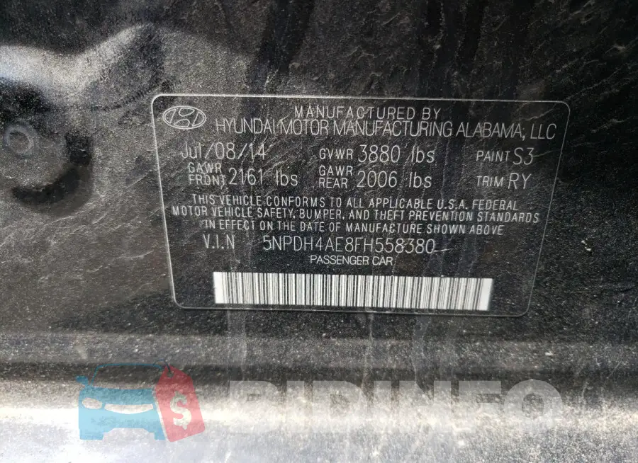 5NPDH4AE8FH558380 Photo# 12