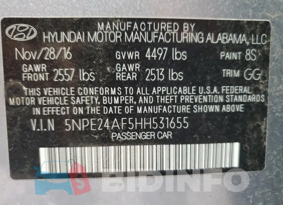 5NPE24AF5HH531655 Photo# 12