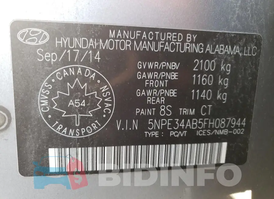 5NPE34AB5FH087944 Photo# 12