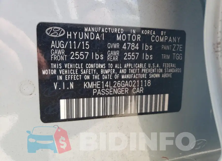KMHE14L26GA021118 Photo# 12