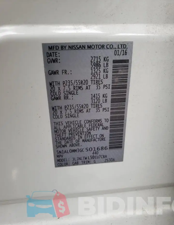 5N1AL0MM3GC501686 Photo# 12