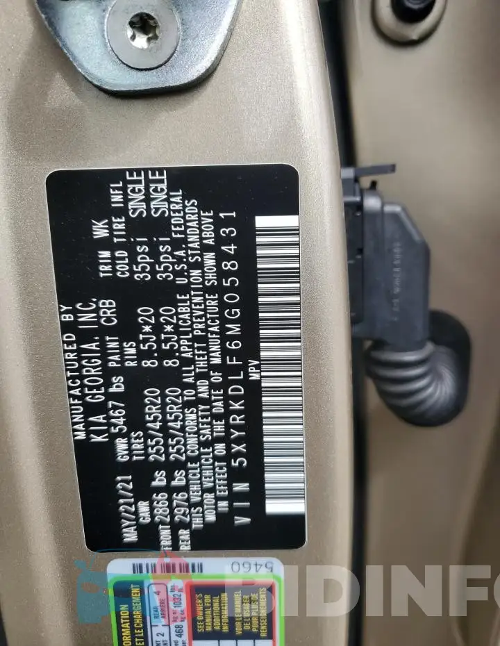 5XYRKDLF6MG058431 Photo# 13
